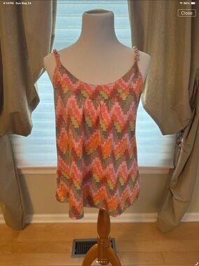 Michael Kors Multicolor Zigzag Chain-Strap Camisole